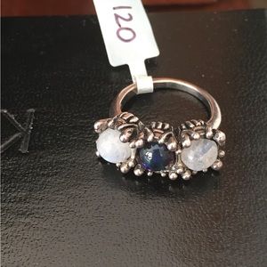 Sterling silver .925 ring moonstone and blue opal by Shop Dixi